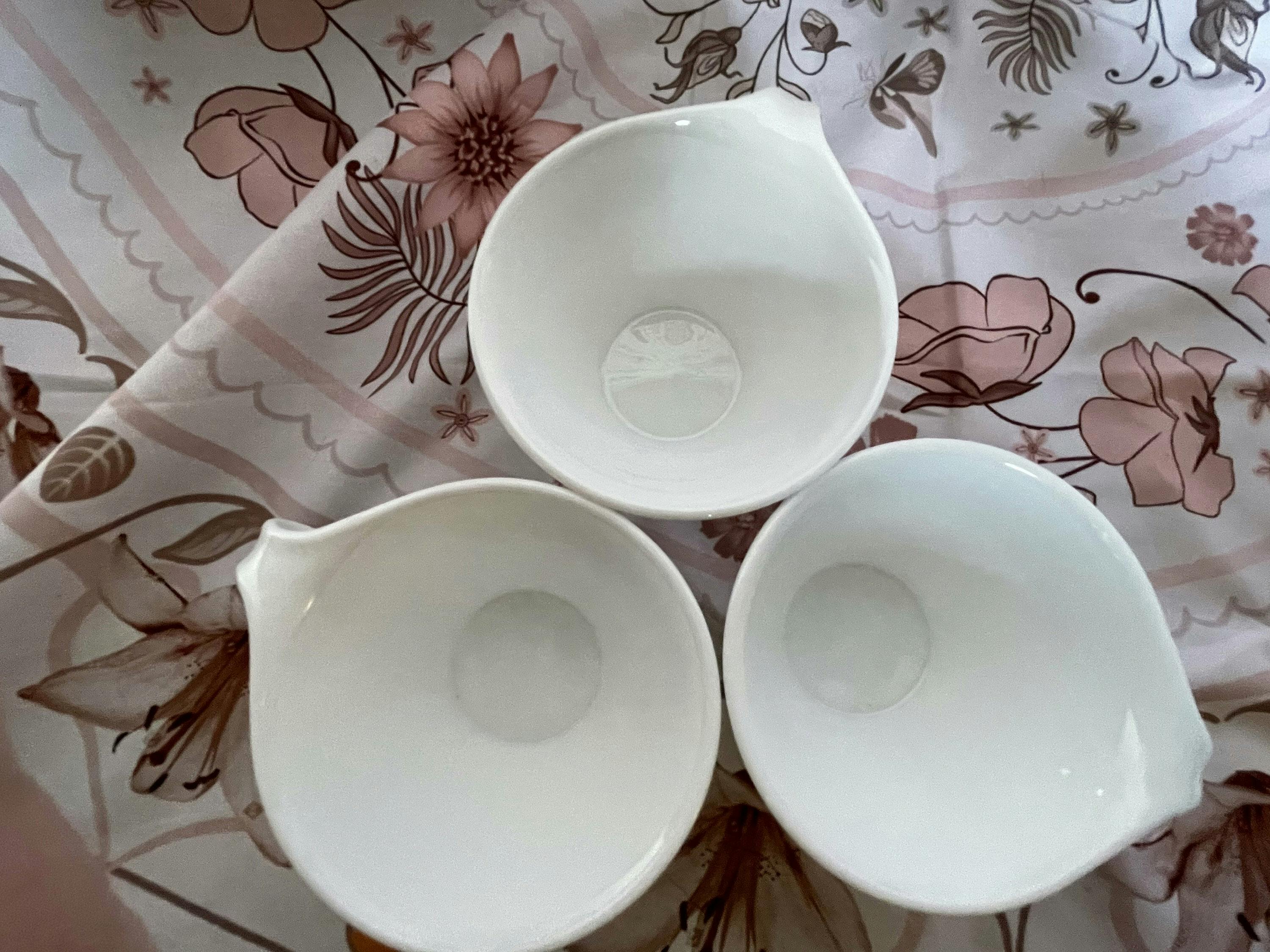 Top of white tea cups